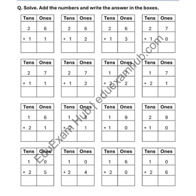 2 digit addition within 40 – set 3 class 1 math worksheet