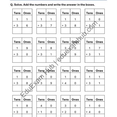 2 digit addition within 50 – set 1 class 1 math worksheet