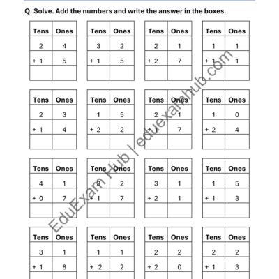 2 digit addition within 50 – set 8 class 1 math worksheet