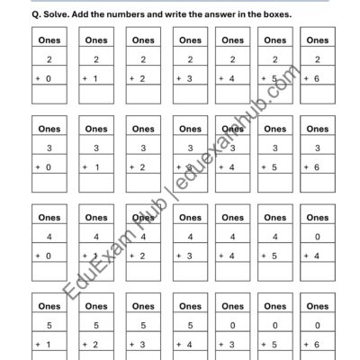 addition within 10 – set 1 class 1 math worksheet