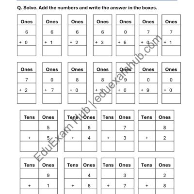 addition within 10 – set 2 class 1 math worksheet