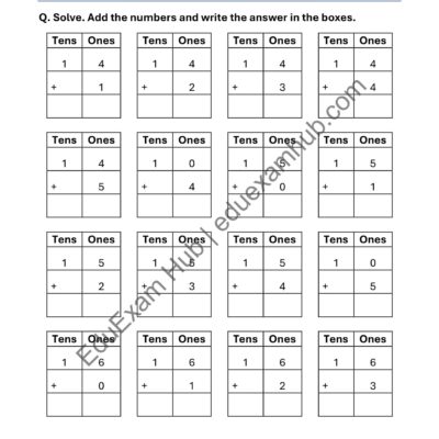 addition within 20 – set 2 class 1 math worksheet