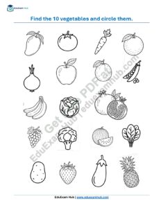 class 1 find the vegetables worksheet
