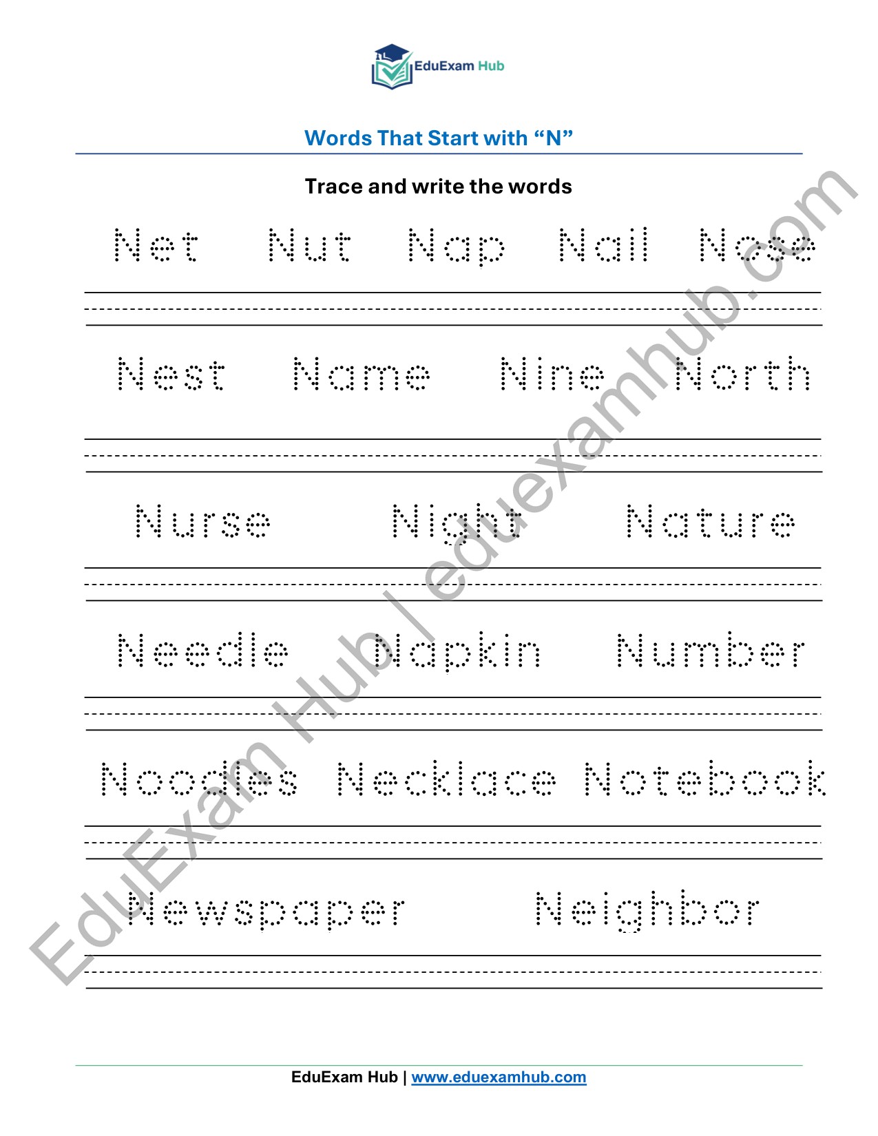 class 1 letter n vocabulary tracing worksheet class 1 letter n vocabulary tracing worksheet