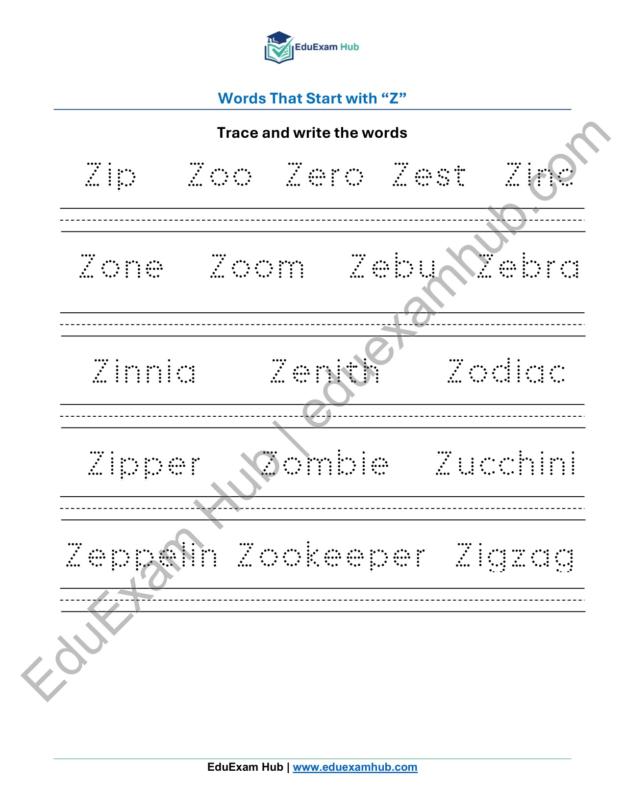 class 1 letter z vocabulary tracing worksheet class 1 letter z vocabulary tracing worksheet