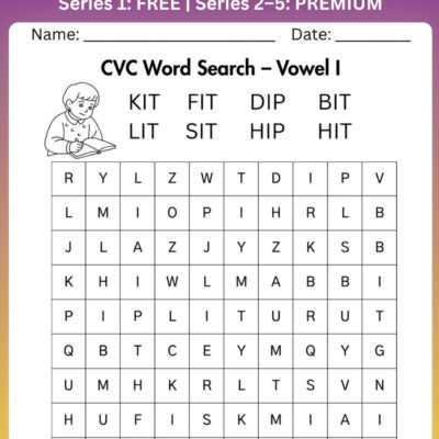 class 1 short i cvc word search