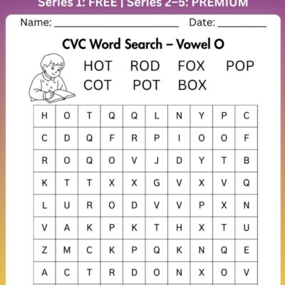 class 1 short o cvc word search
