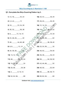 class 1 skip counting by 2