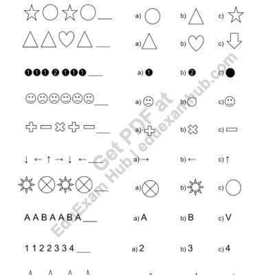 complete the pattern – shapes, letters & numbers