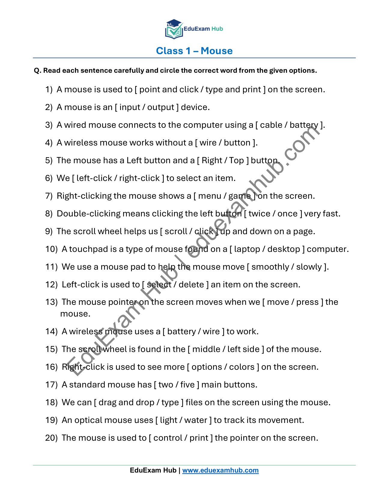 computer mouse worksheet class 1 computer mouse worksheet class 1