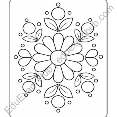 daisy and leaf mandala coloring page