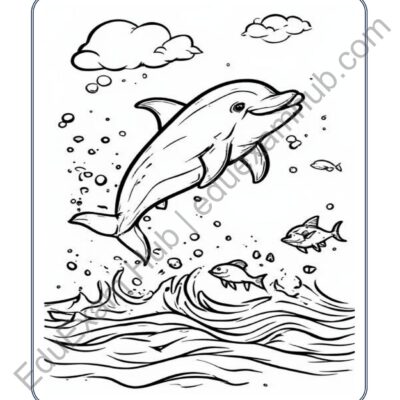 dolphin ocean coloring page