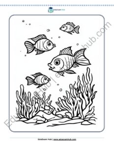 `fish and coral underwater coloring page