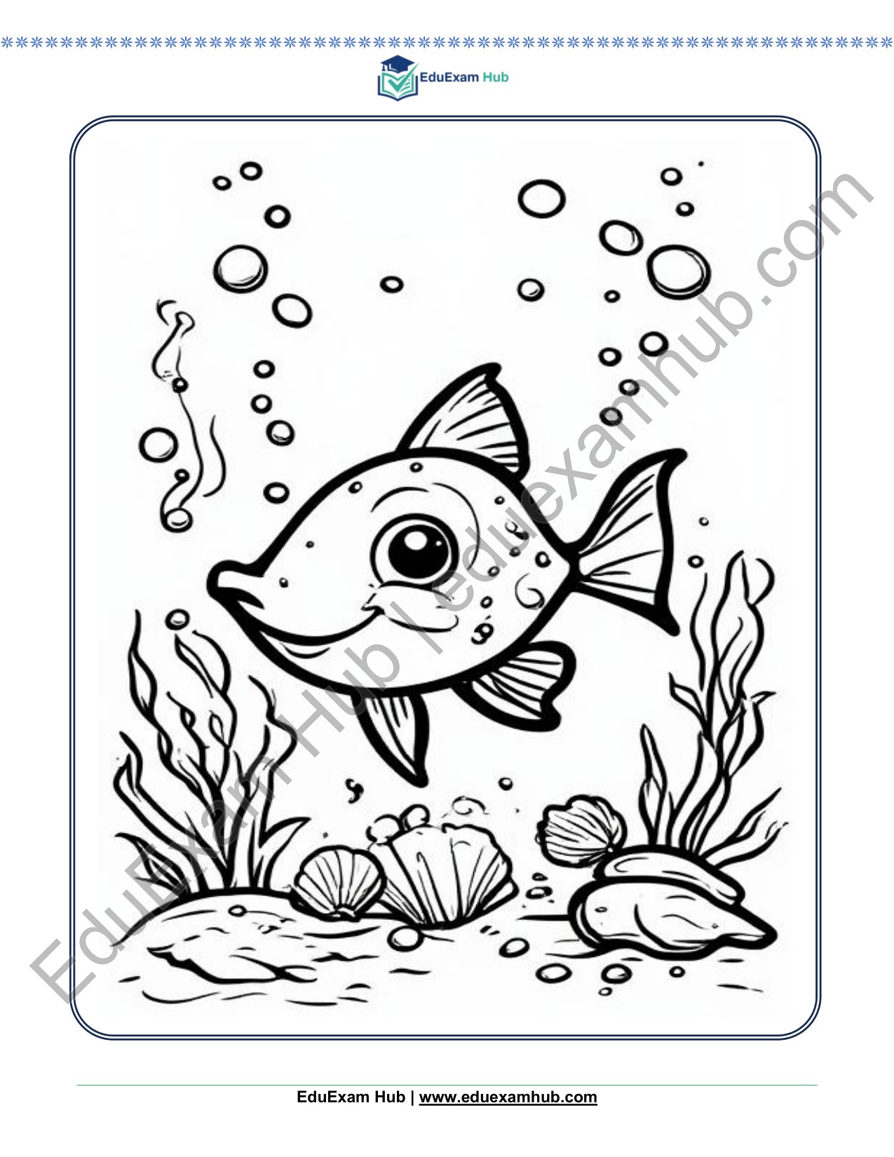 fish and seashells coloring page fish and seashells coloring page