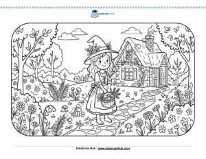 forest foraging witch coloring page