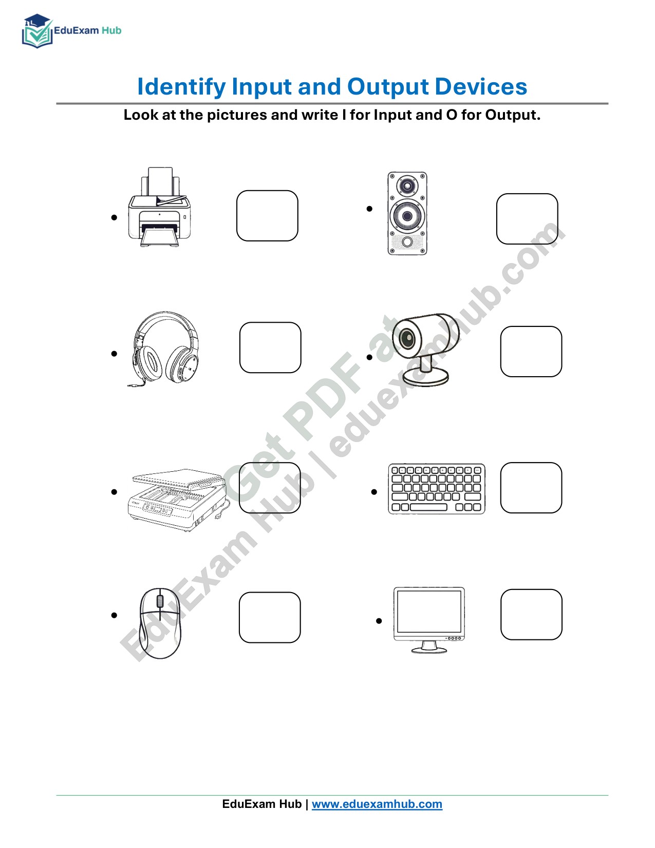 input and output devices – class 1 computer worksheet input and output devices – class 1 computer worksheet
