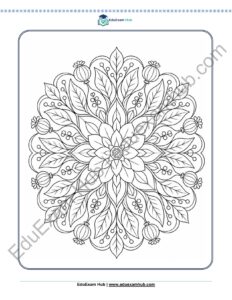 leaf and poppy pod mandala coloring page