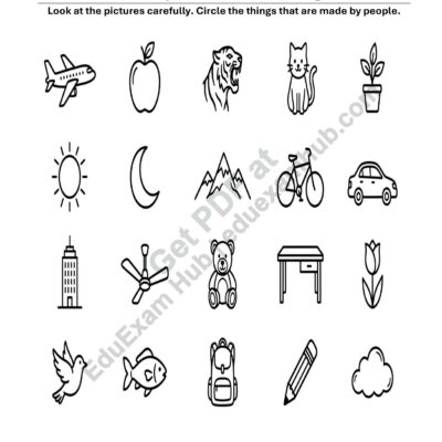 man made things – class 1 worksheet