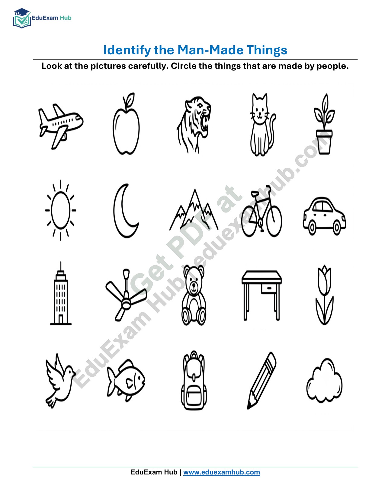 man made things – class 1 worksheet man made things – class 1 worksheet