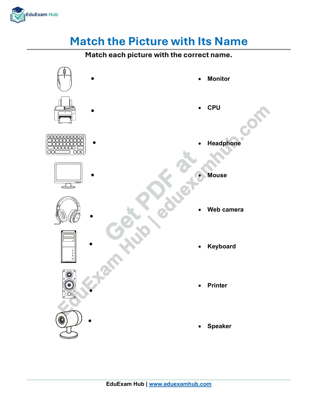 match computer parts with names – class 1 worksheet match computer parts with names – class 1 worksheet