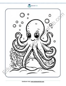 octopus ocean coloring page