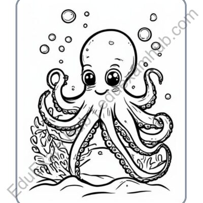 octopus ocean coloring page
