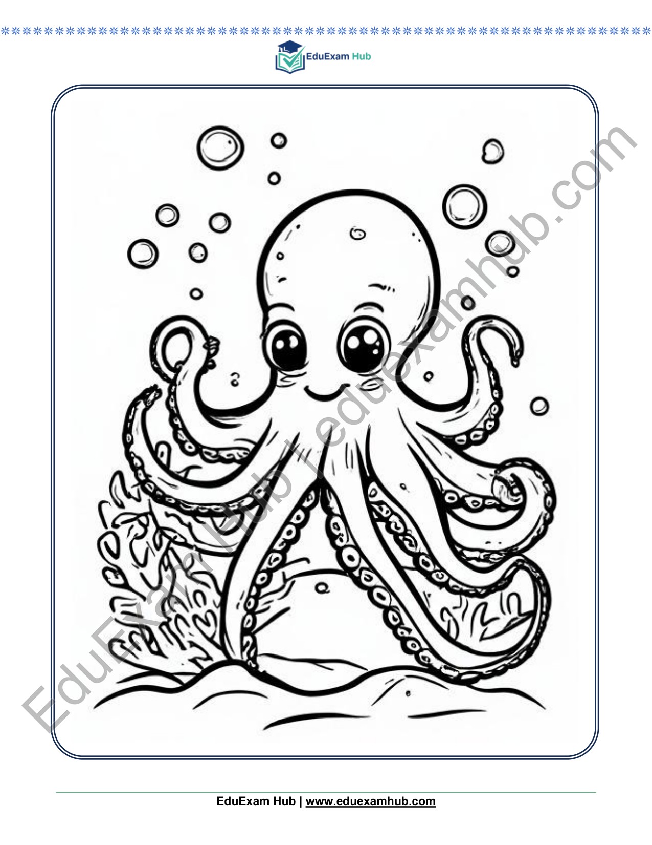 octopus ocean coloring page octopus ocean coloring page