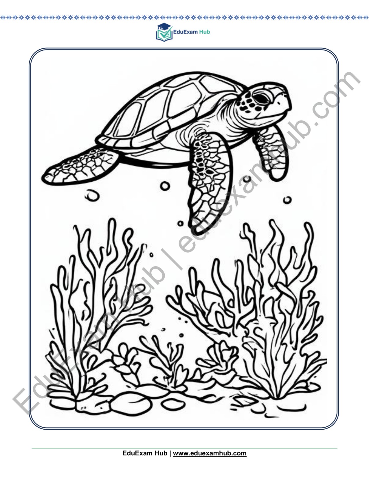 sea turtle ocean coloring page sea turtle ocean coloring page