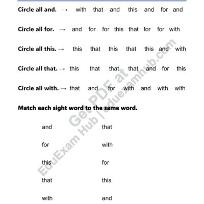 sight words and for this that with find match