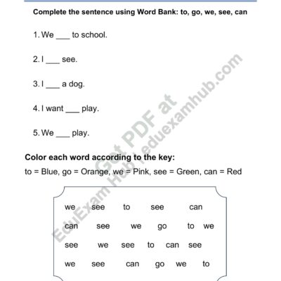 sight words to go we see can sentence color