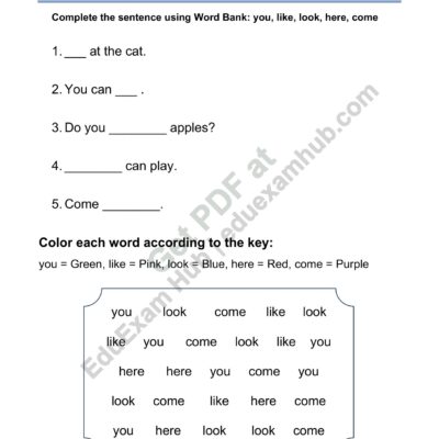 sight words you like look here come sentence color