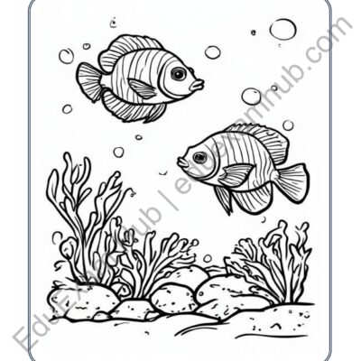 striped fish ocean coloring page