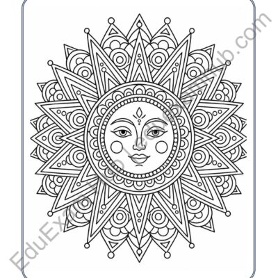 sun face mandala coloring page