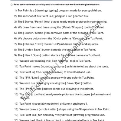 tux paint worksheet class 1