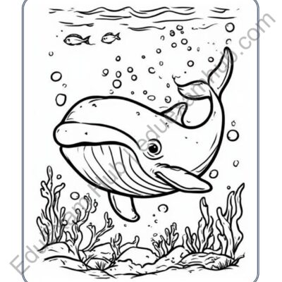 whale ocean coloring page