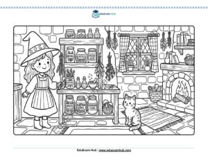 witch potion pantry apothecary coloring page