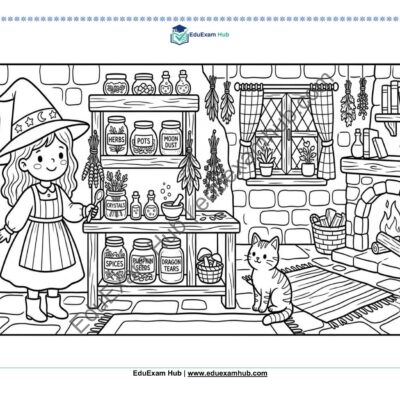 witch potion pantry apothecary coloring page