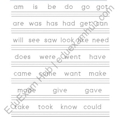 class 1 action words sight words trace and write worksheet