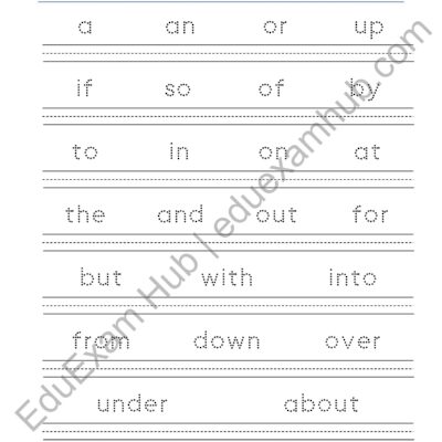 class 1 common words sight words trace and write worksheet