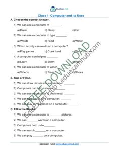 class 1 computer and its uses worksheet