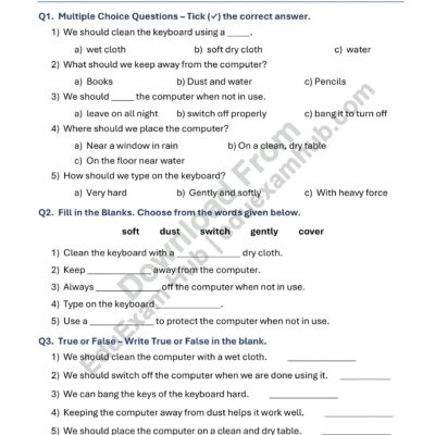 class 1 how to take care of a computer worksheet