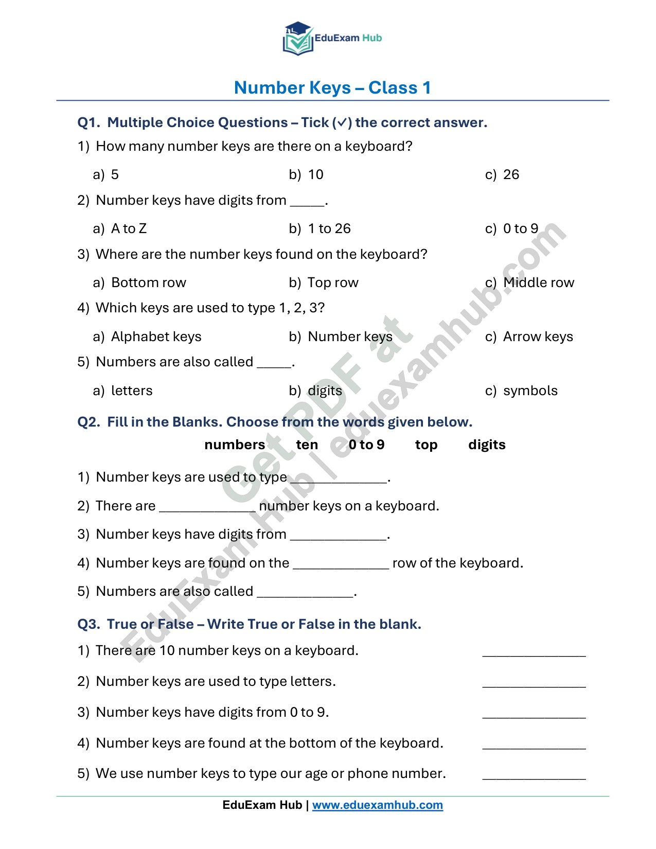 class 1 number keys worksheet class 1 number keys worksheet