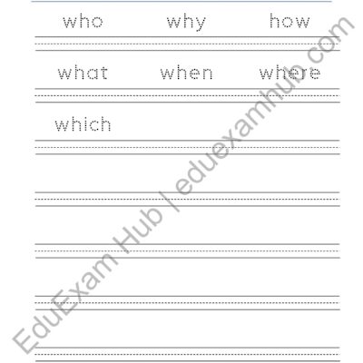 class 1 question words sight words trace and write worksheet