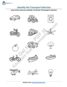 class 1 transport vehicles worksheet identify vehicles