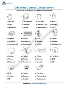 class 2 circle correct computer part worksheet