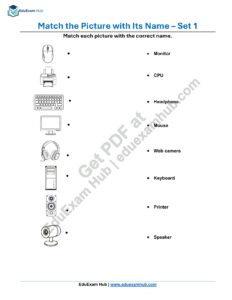 class 2 computer parts matching worksheet set 1