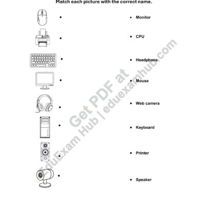 class 2 computer parts matching worksheet set 1
