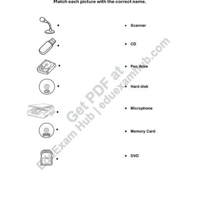 class 2 computer parts matching worksheet set 2