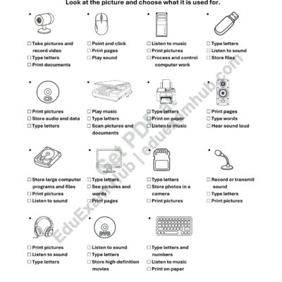 class 2 computer parts uses worksheet