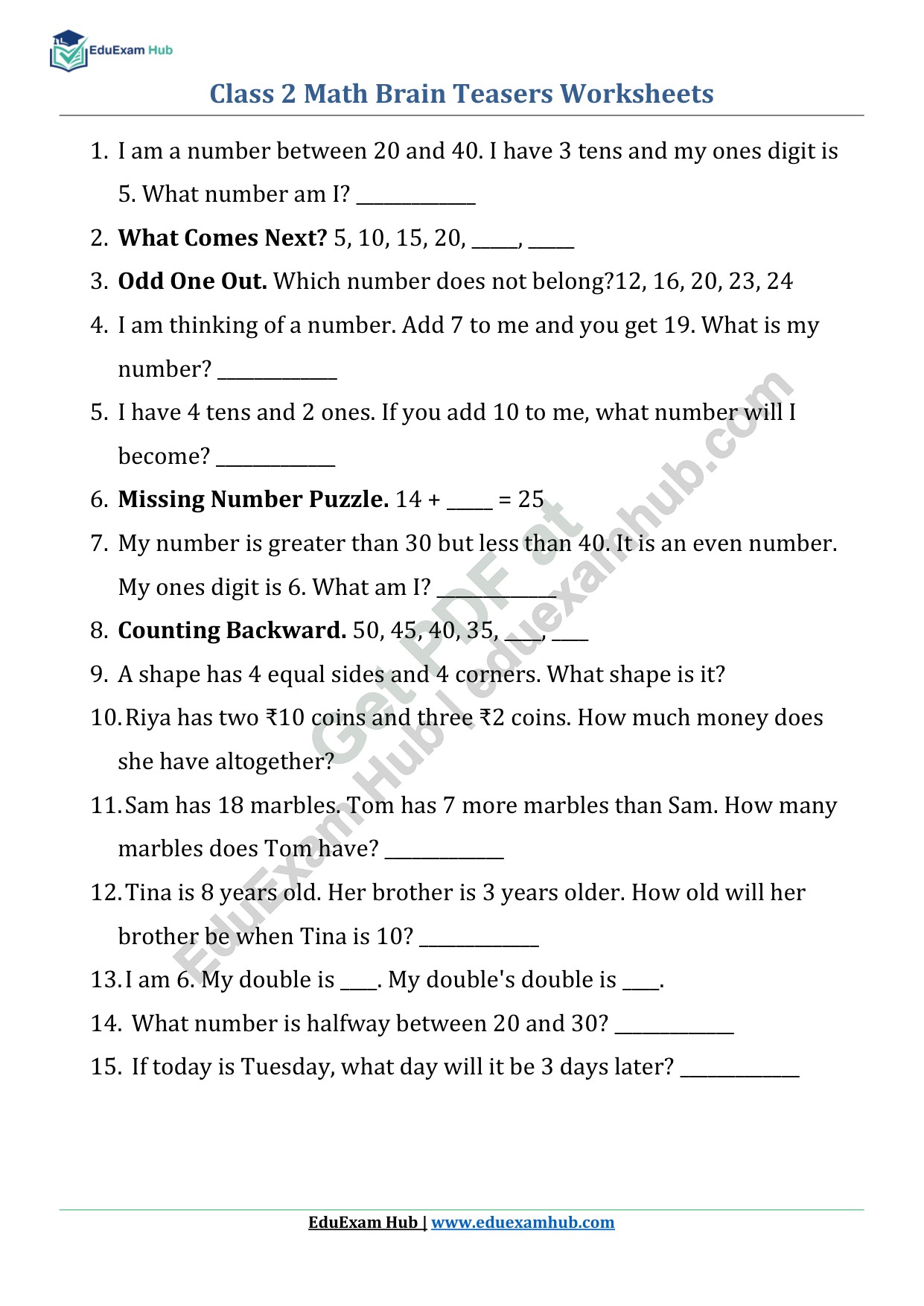 class 2 math brain teasers worksheet class 2 math brain teasers worksheet